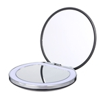 Ficha técnica e caractérísticas do produto Cosméticos Mini Bolso Portátil LED Espelho de Maquiagem com Luz Recarregável Compacto de Mão 1X / 3X Lupa Maquiagem Dobrável Espelho de Beleza