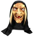 Ficha técnica e caractérísticas do produto Creepy Máscara assustador da bruxa do Dia Latex Bruxa Com Hair & amp; capa do item