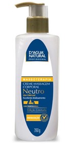 Ficha técnica e caractérísticas do produto Creme de Massagem Neutro Sem Perfume 350g - D'agua Natural - Dágua Natural