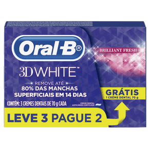 Ficha técnica e caractérísticas do produto Creme Dental Oral-B 3D White Brilliant Fresh 70g (Leve 3 e Pague 2)