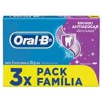 Ficha técnica e caractérísticas do produto Creme Dental Oral-B Escudo Antiaçúcar Anticáries Pack Família 3 Unidades 70g Cada