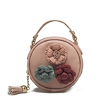 Ficha técnica e caractérísticas do produto Crian?as Tassel Circle-Forma Floral Handbag Bolsa de Ombro Mini Messenger Bag