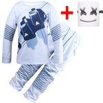 Ficha técnica e caractérísticas do produto Children Kids Marshmello Two Piece Suit Pullover Long Sleeve Polyester Tops+Pants+Mask Outfit