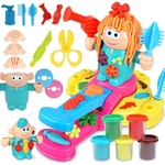 Ficha técnica e caractérísticas do produto Crianças DIY Eco-friendly Plasticine Mud Finja Barber Cabeleireiro Role Play Set Toy