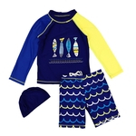 Ficha técnica e caractérísticas do produto Crianças Meninos Quick Dry Protetor solar manga comprida Swimwear Shorts Hat Surfing Wetsuit