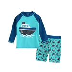 Ficha técnica e caractérísticas do produto Crianças Meninos Sunscreen Quick Dry dos desenhos animados Tops Shorts muçulmana Set Swimwear Boy clothes