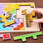Ficha técnica e caractérísticas do produto Criativas Animais Jigsaw Puzzles Tamanho Grande Brain Teaser Brinquedos de madeira para crianças