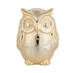 Ficha técnica e caractérísticas do produto Decor Ceramica Owl Deaf Dourado 4,8 X 4,6 X 6,4 Cm