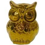Ficha técnica e caractérísticas do produto Decorativo Cerâmica Staring Owl 14cmx12cmx8,4cm Dourado
