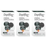 Depilflax Negra Cera Depilatória Quente 250g (kit C/03)