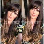 Wish New Explosion Models in Europe And America Wig Womens Black Gradient Brown Long Curly Hair Rose Mesh Factory Wholesale