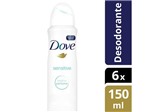 Ficha técnica e caractérísticas do produto Desodorante Aerosol Antitranspirante Unissex - Dove Sensitive 150ml 6 Unidades