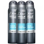 Ficha técnica e caractérísticas do produto Desodorante Aerosol Dove Clear Comfort 113ml 3 Unidades