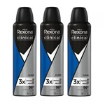 Ficha técnica e caractérísticas do produto Desodorante Aerosol Rexona Clinical Clean Men 91g - 3 Unidades