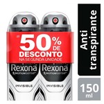 Ficha técnica e caractérísticas do produto Desodorante Aerosol Rexona Invisible Men 90g 50 Off na 2ª Unidade