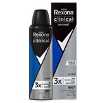 Ficha técnica e caractérísticas do produto Desodorante Aerosol Rexona Men Clinical Clean Antitranspirante 96h 150ml - Unilever
