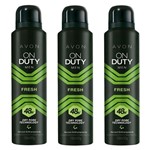 Ficha técnica e caractérísticas do produto Desodorante Antitranspirante On Duty Men Fresh 150ml 3 Unid - Avon