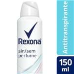 Desodorante Antitranspirante Rexona Sem Perfume 150ml Desodorante Aerossol Rexona Women Sem Perfume 105ml 90g