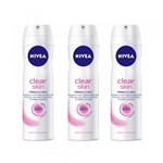Ficha técnica e caractérísticas do produto Desodorante Nivea Aerosol Clear Skin Feminino 150ml 3 Unidades - NIVEA