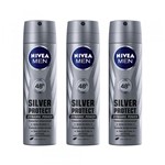 Ficha técnica e caractérísticas do produto Desodorante Nivea Aerosol Silver Protect Masculino 93g 3 Unidades