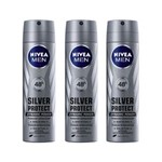 Ficha técnica e caractérísticas do produto Desodorante Nivea Aerosol Silver Protect Masculino - 3 Unidades - 93g