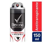 Ficha técnica e caractérísticas do produto Desodorante Rexona Men Antibacterial + Invisible Aerosol Antitranspirante 48h 150ml