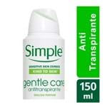 Ficha técnica e caractérísticas do produto Desodorante Simple Gentle Care Sem Perfume Aerosol Antitranspirante 48h 150ml