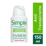 Ficha técnica e caractérísticas do produto Desodorante Simple Invisible Sem Perfume Aerosol Antitranspirante 48h 150ml
