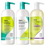 Deva Curl Delight Low Poo Shampoo (1000ml), Condicionador (1000ml) e Angéll Gel (1000ml)