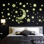 Ficha técnica e caractérísticas do produto DIY Sky Moon Star Saturn Adesivos Luminous Decalque Noite Padrão de luz Wallpaper For Kids Bedroom Home Decor