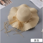 Ficha técnica e caractérísticas do produto Chapéu de palha Dobrável protetor solar Mulheres bowknot Straw Hat Verão Hat