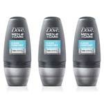 Ficha técnica e caractérísticas do produto Dove Clean Comfort Desodorante Rollon Masculino 50ml (kit C/03)