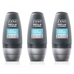 Ficha técnica e caractérísticas do produto Dove Clean Comfort Desodorante Rollon Masculino 50ml (Kit C/03)