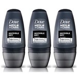 Ficha técnica e caractérísticas do produto Dove Invisible Dry Desodorante Rollon Masculino 50ml - Kit com 03