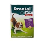 Ficha técnica e caractérísticas do produto Drontal Plus Carne Cães 10kg 4 Comp Bayer Vermífugo Oral
