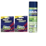 Ficha técnica e caractérísticas do produto Duas caixas de cartuchos Mach3 sensitive Gillette com 3 cada, mais uma espuma de barbear Gillette.