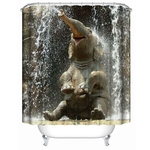 Ficha técnica e caractérísticas do produto Elefante 3D cortina de chuveiro Waterproof Banheiro cortinas Painel Hanging + 12 ganchos