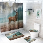 Ficha técnica e caractérísticas do produto Elk Impressão Shower Curtain antiderrapante Rug Toilet Tampa Tampa Bath Mat para decoração do banheiro