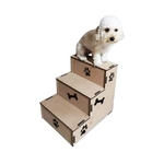 Ficha técnica e caractérísticas do produto Escada Pet Para Cachorro E Gato Com 3 Degraus Mdf