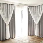 Ficha técnica e caractérísticas do produto Escavado Estrelas sombreamento dupla camada cortinas cortina com Lace para o quarto do Sala Kid