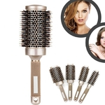 Ficha técnica e caractérísticas do produto Comb Escova de cabelo de cerâmica de ferro Rodada Comb Barber Dressing Salon DIY Hair Styling Comb Comb rolo