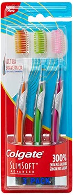 Ficha técnica e caractérísticas do produto Escova Dental Colgate Slim Soft Advanced 3 Unid
