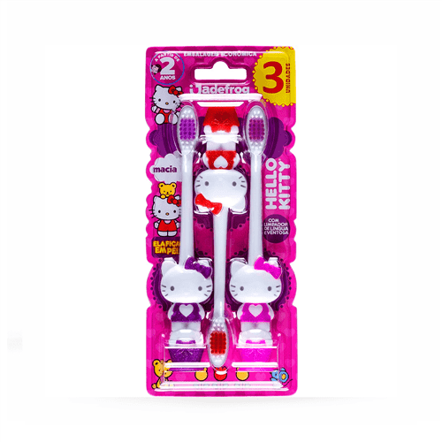 Ficha técnica e caractérísticas do produto Escova Dental Jadefrog Hello Kitty 3 Unidades