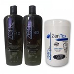 Ficha técnica e caractérísticas do produto Escova Ojon e Queratina Zen Hair + Zentox Matizador 3x1litro