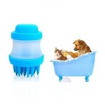 Ficha técnica e caractérísticas do produto Escova Pente Silicone C/ Dispenser Lava Cachorro Gato Shampoo Água Pet Banho