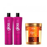 Ficha técnica e caractérísticas do produto Escova Progressiva Fox Gloss - (2 X 1000ml) + Máscara de Tratamento Ojon Oil Fox Gloss 1kg - Fox Professional