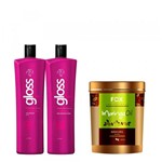 Ficha técnica e caractérísticas do produto Escova Progressiva Fox Gloss - (2 X 1000ml) + Máscara Hidratante Moringa Oil Fox Gloss - 1kg - Fox Professional