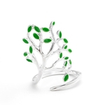 Ficha técnica e caractérísticas do produto Esmalte árvore deu forma ao anel 925 Sterling Silver Ring Jóias fresco Mulheres acoplamento do casamento Anel Partido Acessório