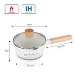 Ficha técnica e caractérísticas do produto Esmalte de leite Pot Cartas Padrão Baby Food Cozinhar Pan punho de madeira pequeno Soup Pot