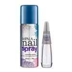 Ficha técnica e caractérísticas do produto Esmalte Spray Impala Nail Spray Cor Azul com 50ml + Base 2 em 1 com 7,5ml